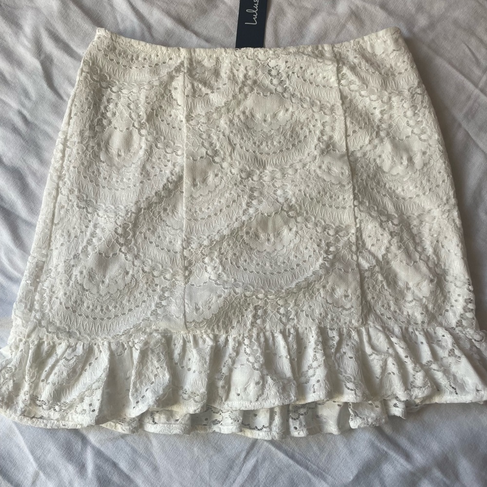 Lulu's Ivory Lace Mini Skirt